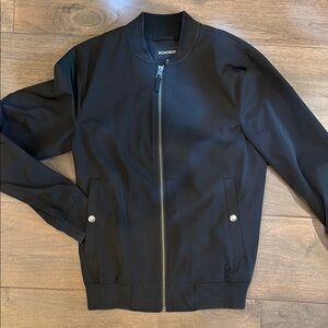 Bonobos Black Bomber Jacket Ribbed Cuffs